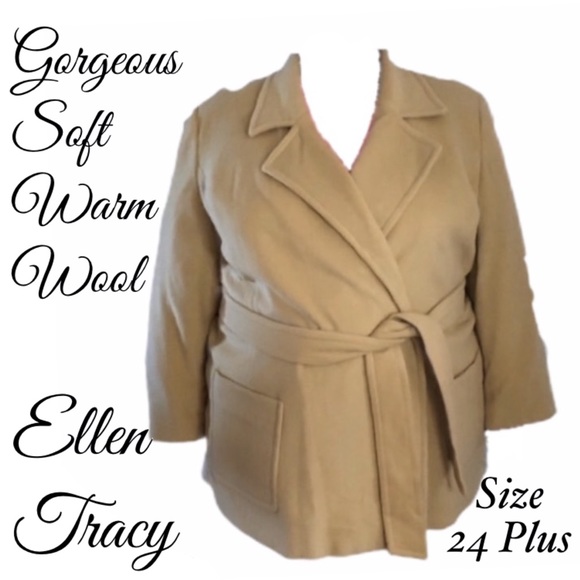 Women’s Wool Camel Coat - Ellen Tracy Plus sz 24 - Picture 2 of 8